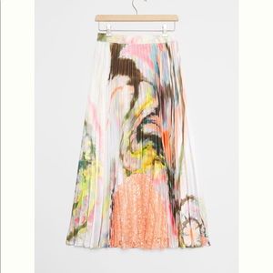 Anthropologie Joana Marble-Dyed Pleat Midi Skirt S
